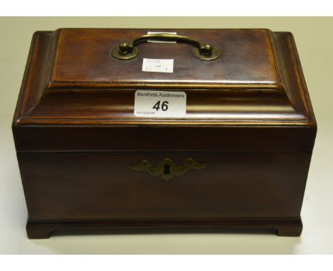 A mahogany sarcophagus tea caddy