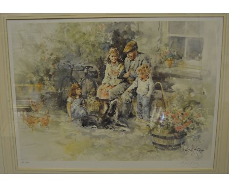 After Sara King, 'Story-time With Grandpa', limited edition print, signed to margin 361/850, 90cm x 77cm; a pair of Ashley A.