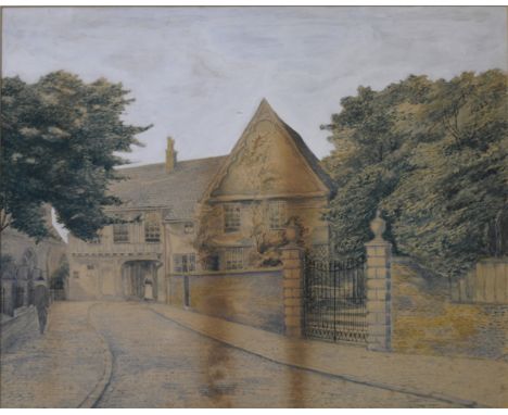 F Gallagar "St Mary's Gateway Leicester" watercolour, 21cm x 34cm, signed and dated 1906, three other watercolours of histori
