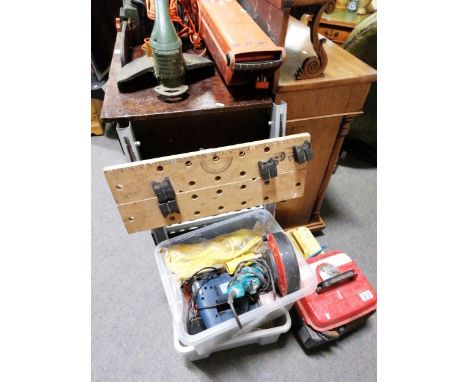Flymo garden vac, other power tools, Workmate, etc.