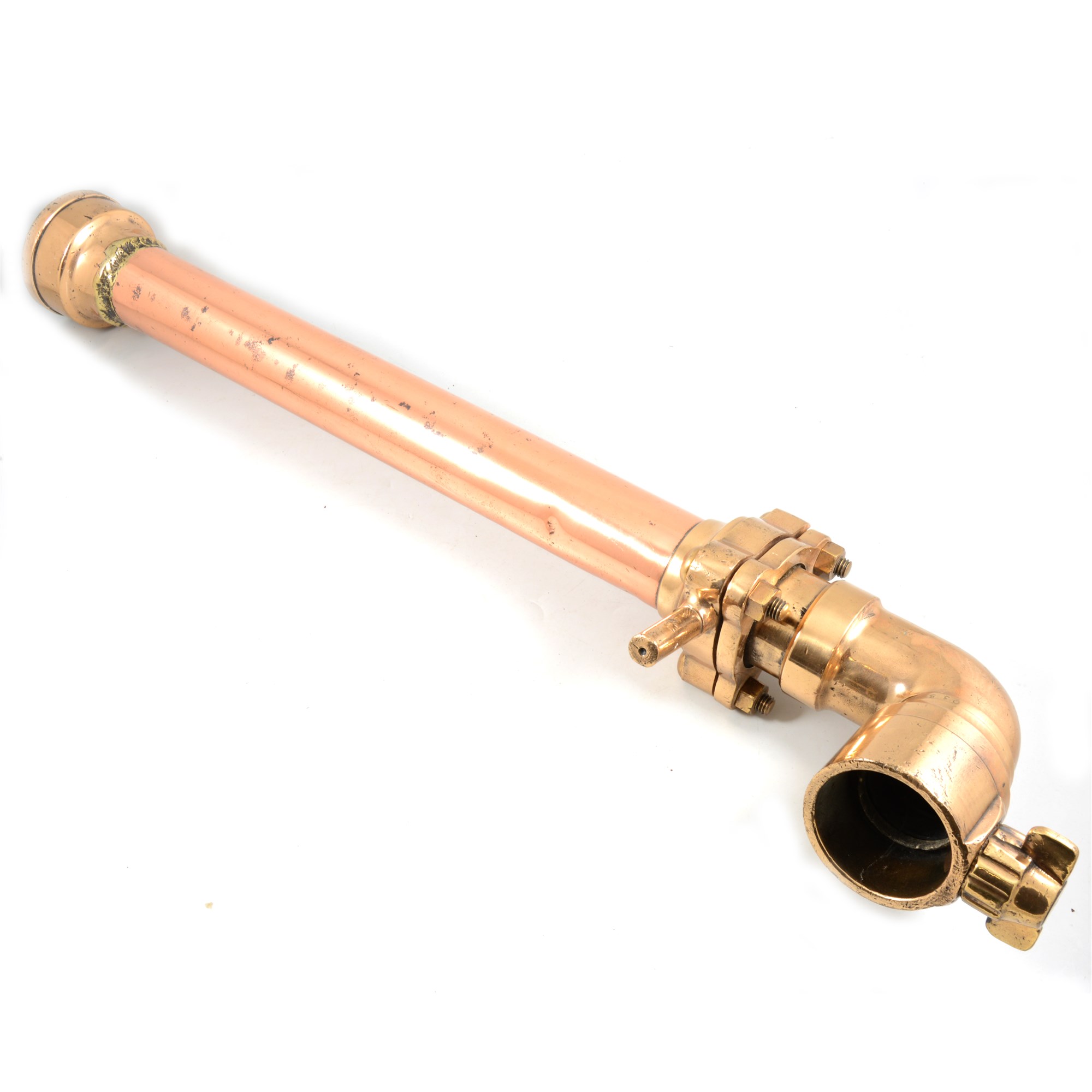 A vintage brass and copper fire hydrant, with V thread, stamped 'SB 035