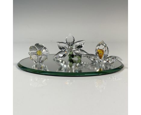 This gorgeous group includes: One Orchid with clear facetted petals, green colored crystal stem and metal pistils; An African