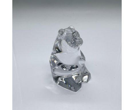 A clear abstract figure, could also be used a paperweight, of a bear seated on hindlegs. Orrefors stickered and etched markin