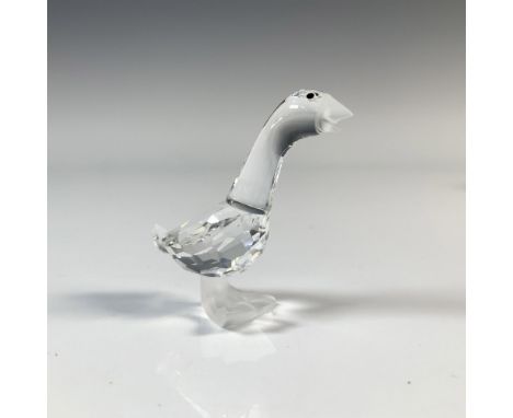 Goose has a clear cut crystal body, frosted bill and feet and black eyes. This item has its original box which measures 2.5"H