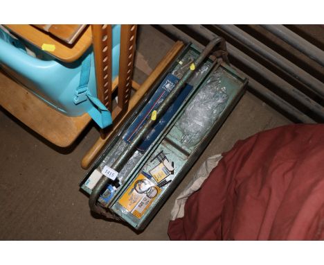 A metal cantilever tool box and contents of tools 