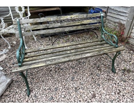 Small metal &amp; wood garden bench 