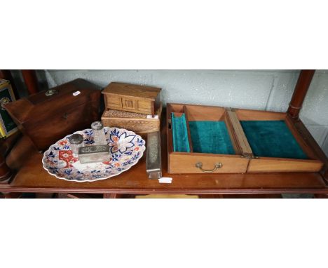 Collectibles to include sarcophagus shaped tea caddy 