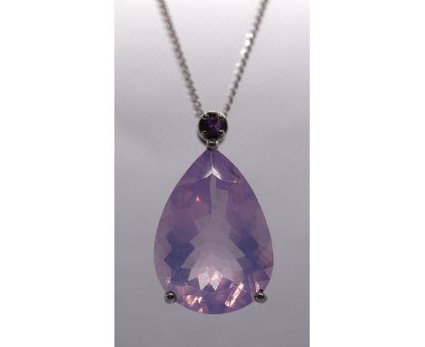 Silver &amp; amethyst pendant on chain 
