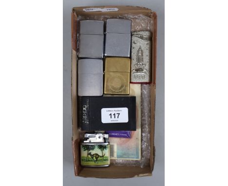 Collection of 5 Zippo lighters together with 2 others 