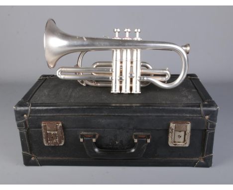 A Regent cornet by Boosey and Hawkes in travel case