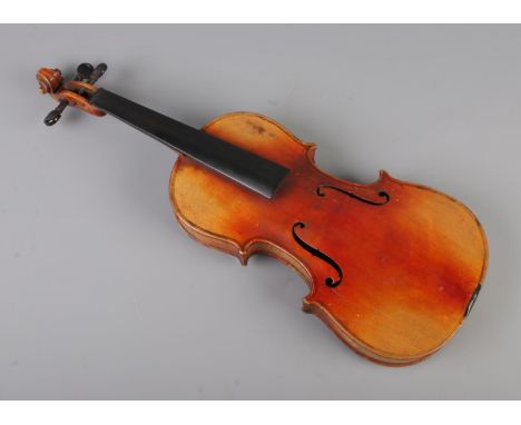 A 19th century violin. Having 12inch two piece back and bearing spurious label 'Antonius Stradivarius Cremonensis Faciebat An