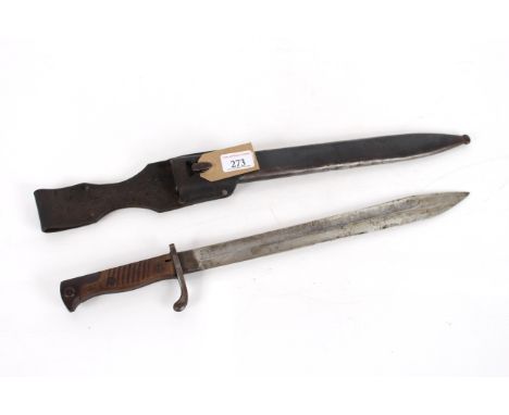 A German WWI (dated 1915) model 1898/5 (1st Patt) bayonet by V.C. Schilling Suhl in fine steel scabbard and leather frog