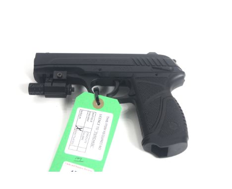 A Gamo PT-85 Blowback .177 Calibre air pistol with three magazines , all within hand carry case.As a post 1939 air weapon the