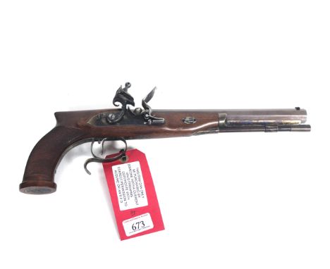 A Pedersoli muzzle loading single shot .445 Calibre pistol, with flintlock action Ser. No. 75846 in overall excellent conditi