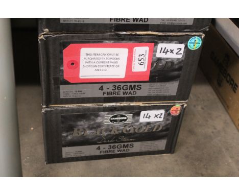 Two unopened outer boxes (500 cartridges) Gamebore 12g Blackgold No. 4 Shot 36gms (fibre wad) This item can only be purchased