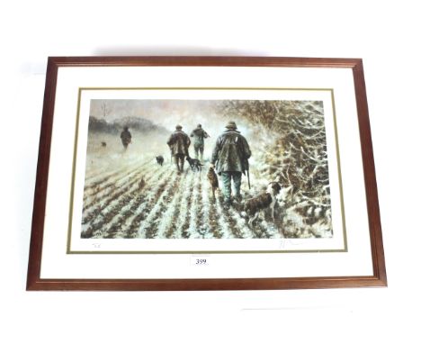 A limited edition sporting print No. 27/850, approx. 18"x 25" framed and glazed 