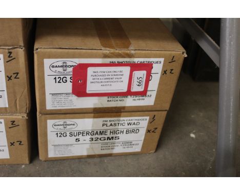 Two unopened outer boxes (500 cartridges) Gamebore 12g Supergame High Bird 5 shot 32gms (plastic wad) This item can only be p