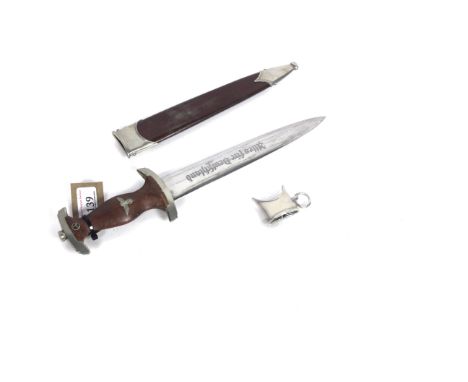 A Third Reich S.A. dress dagger with scabbard (NB hanging ring missing from top mount), reproduction replacement included