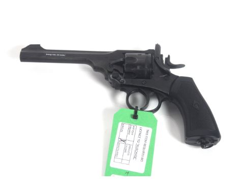 A .177 Cal. Co2 Webley MkVI service revolver in battlefield finish, with original box, paperwork and six cartridges, as new.A