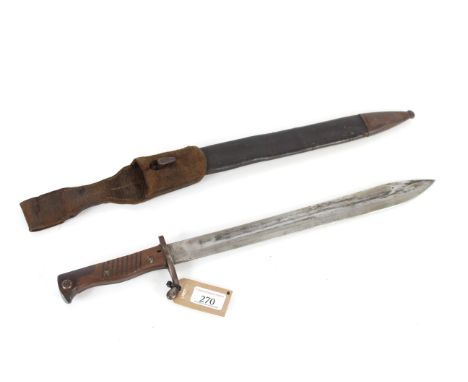 A German WWI (dated 1915) model 1898/05 1st Patt) bayonet by V.S. Schilling Suhl, with AF leather scabbard and frog