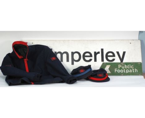 MODERN PAINTED ALUMINIUM STATION SIGN 'TIMPERLEY', single sided, 44 1/2" (113cm) x 13 1/2" (34.2cm) ditto, green and white DO