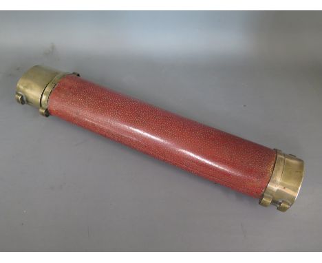 A 19th century shagreen and white metal Oriental utensil carrier, items include, knife, fork, spoon and chopsticks