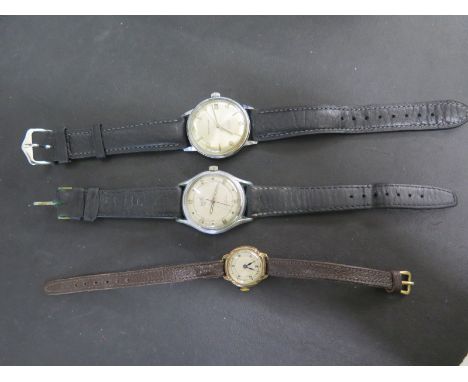 An Ogival wristwatch, not working, a Broadlands manual wind wristwatch, working and a 9ct gold ladies watch, not working