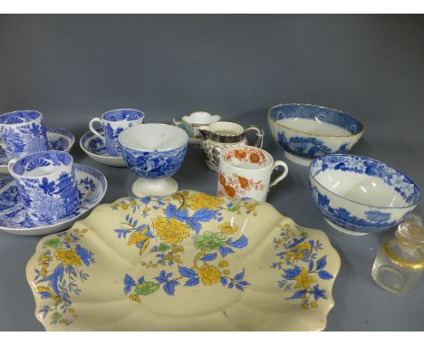 Assorted blue and white china including Spode coffee cans and saucers, milk jugs etc - varying condition