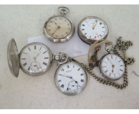 A silver cased full Hunter pocket watch Roman numerals to white enamel dial, subsidiary seconds at 6 o'clock, a smaller silve