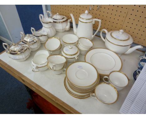 TWENTY NINE PIECE ROYAL WORCESTER 'VICEROY' CHINA PART COFFEE AND TEA SERVICE WITH GILT BANDED RIMS AND HANDLES, INCLUDING CO