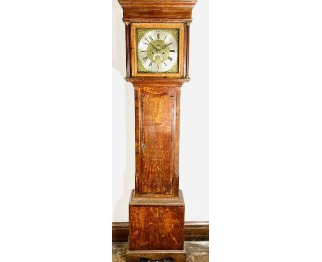 A George III oak and mahogany 8-day longcase clock by Jesse Torkington, Newcastle under Lyme, circa 1775, moulded cornice abo