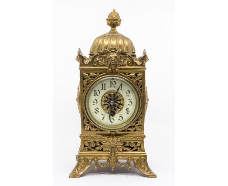 A french19th century gilt mantle clock by Samuel Marti (French 1811-1869), circa 1860,acorn finial on a domed, above foliage 