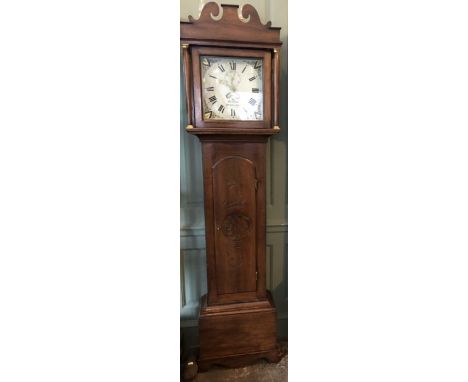 A 19th century oak 30-hour longcase clock, by Bullen of Hempnall, circa 1860, scrolling broken pediment, on a 12inch square d