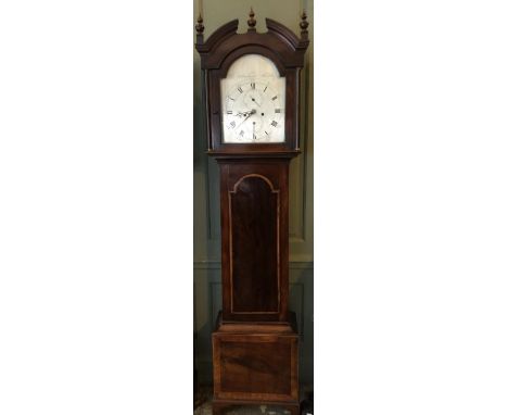 A 19th Century and later mahogany 8-day longcase clock by D Sutherland Keith, arch form 12 and quarter inch silvered dial, Ro