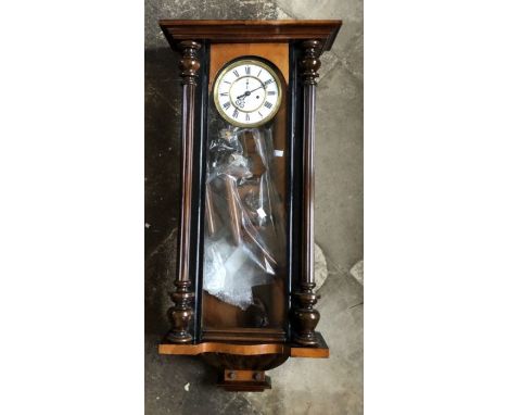 A 19th century mahogany Vienna wall clock by Gustav Becker, 16cm enamel dial, Roman numerals, subsidiary seconds dial, twin w
