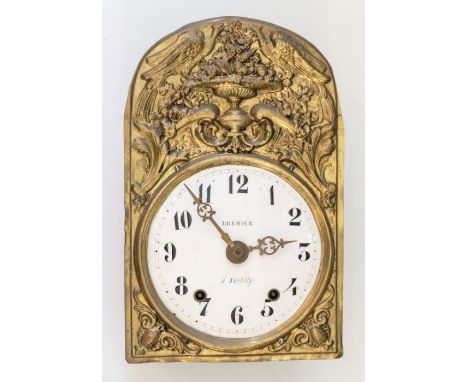 A 19th Century French Oak Longcase clock, the white dial inscribed "Brehier, a Sartilly" Brass Surround, the case with an arc