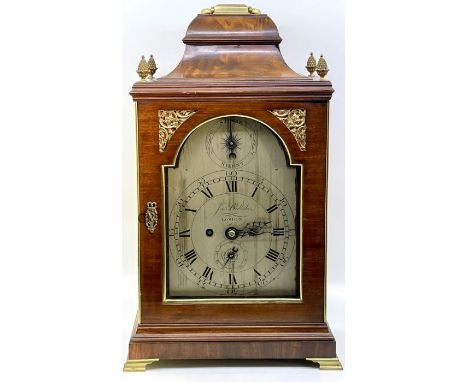 A Regency mahogany and brass inlaid 8-day bracket clock by James Bidlake, London, striking to a bell, circa 1790, brass handl