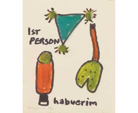 § ALAN DAVIE C.B.E., R.A., H.R.S.A. (SCOTTISH 1920-2014) FIRST PERSON HABUERIM, 2011 Signed and dated in pencil lower left, o
