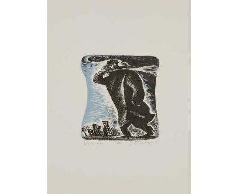 § JOHN BYRNE R.S.A. (SCOTTISH 1940-) BLOWIN' WILD  Screenprint, P/P, signed, titled and editioned in pencil to marginDimensio