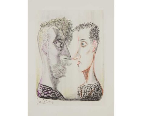 § JOHN BYRNE R.S.A. (SCOTTISH 1940-) UNTITLED (TWO HEADS) Monotype, signed in pencilDimensions:the sheet 76cm x 56cm (30in x 