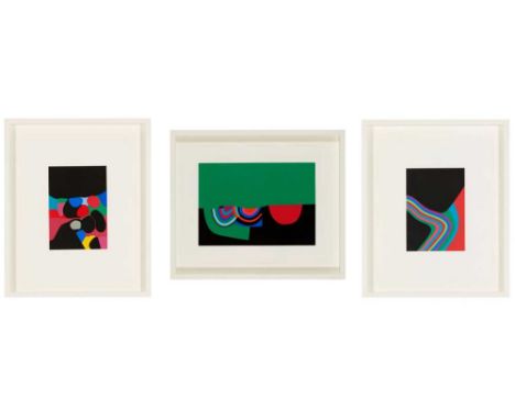 § ALBERTO BURRI (ITALIAN 1915-1995) TRITTICO A: 1-3  The set of three lithographs, 27/90, signed and numbered in pencil to ma