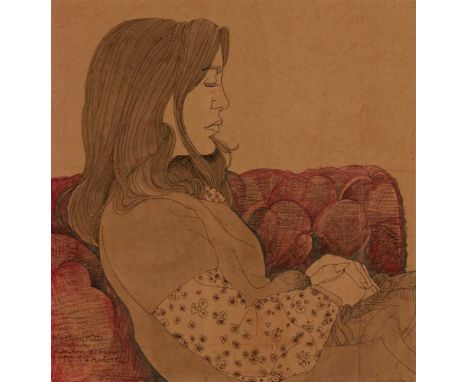 § ALASDAIR GRAY (SCOTTISH 1934-2019) PORTRAIT OF MARLENE KITTS Inscribed 'Marlene Kitts drawn in London c.1970 by Alasdair Gr