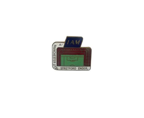 1970S MANCHESTER UNITED ENAMEL PIN BADGE, I AM A STRETFORD ENDER. REEVES &amp; CO