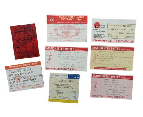 X7 MANCHESTER UNITED 1980S FOOTBALL TICKET STUBS, SOUTHAMPTON AWAY 17/9/1983, NEWCASTLE 12/9/1987, CHELSEA 25/11/1989, COVENT