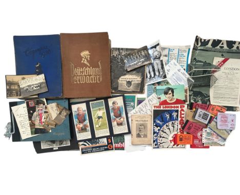 LARGE COLLECTION OF MISCELLANEOUS SPORTING EPHEMERA, LIST INCLUDES 1909 CROYDON FC HANDBOOK, 1936 OLYMPICS BINDER, FOOTBALL P
