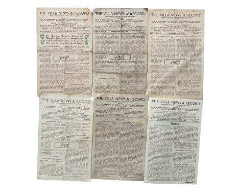X6 ASTON VILLA 1940S HOME FOOTBALL PROGRAMMES, COVENTRY 18/11/44, CHARLTON 13/10/45, DERBY 4/3/47, MIDDLESBOROUGH 13/12/47, W