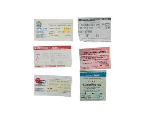 X6 MANCHESTER UNITED 1980S FOOTBALL TICKET STUBS, COVENTRY CITY AWAY 5/9/1987, SOUTHAMPTON AWAY 2/5/1981, MANCHESTER CITY AWA