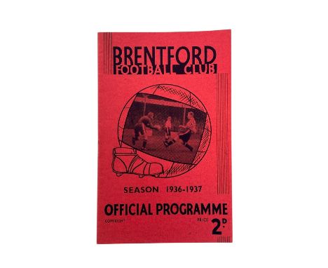 BRENTFORD VERSUS HUDDERSFIELD TOWN 1936/37 FOOTBALL PROGRAMME, 16/1/1937, FA CUP ISSUE. EXCELLENT THROUGHOUT