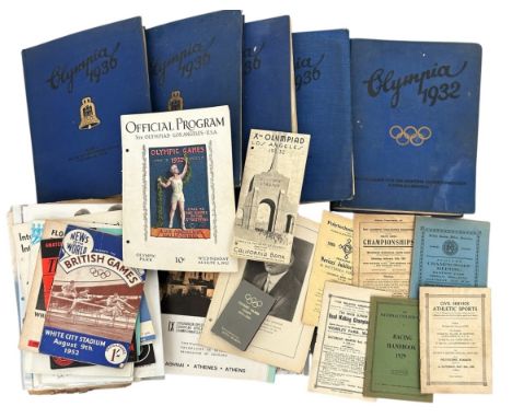 X65 OLYMPICS/ ATHLETICS PROGRAMMES/ MIXED MEMORABILIA, 1920S ONWARDS, INC X4 1936 OLYMPICS FOLDERS FROM THE ICONIC BERLIN OLY
