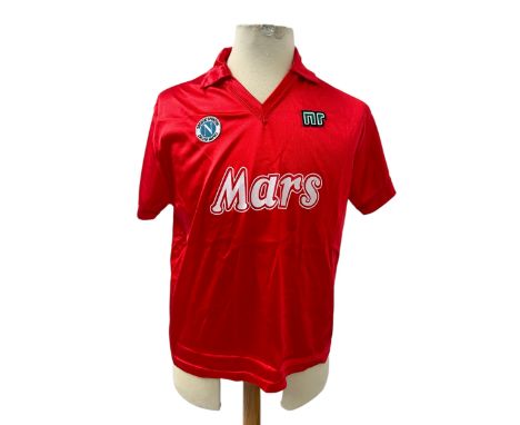 NAPOLI 1989/90 THIRD FOOTBALL SHIRT, SATIN JERSEY WORN ONCE AWAY VERSUS ATALANTA, NR PRODUCT AS PER LABELS, ICONIC MARS SPONS